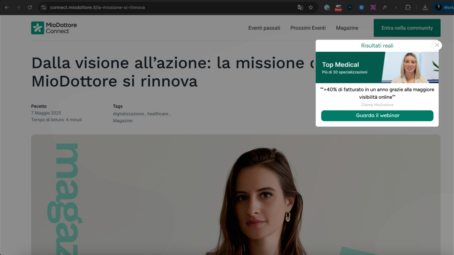 Pathmonk lead-magnet microexperience on a lower-intent Doctoralia blog page