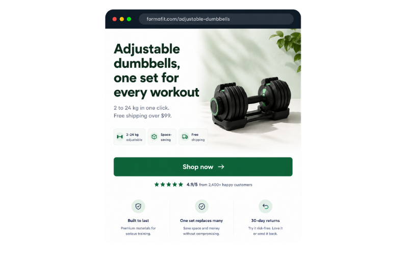 Generated landing page